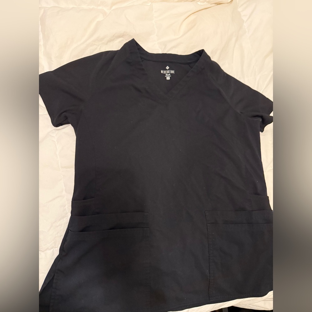 Med Couture V-Neck Black Scrub Top